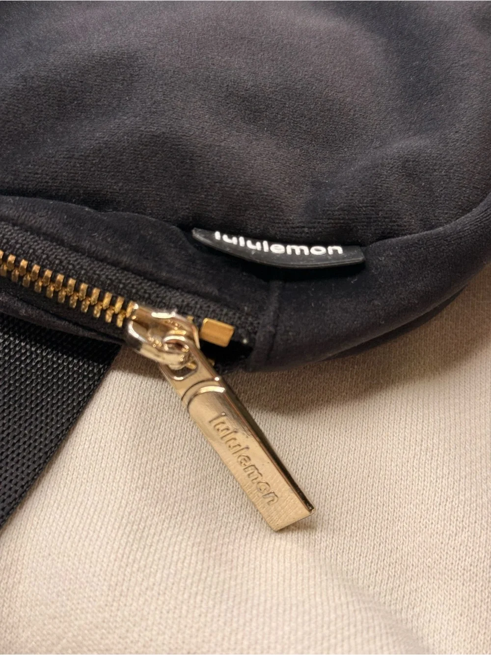 Lululemon Everywhere Belt Bag 1L (Velour Fabric) in Black with Gold Hardware